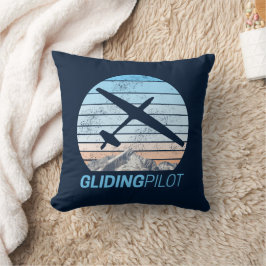 Gliding Pilot Vintage Aviator Sunset Airplane Kudde