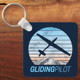 Gliding Pilot Vintage Aviator Sunset Airplane Nyckelring