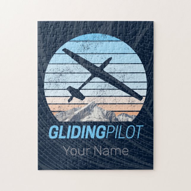 Gliding Pilot Vintage Aviator Sunset Airplane Pussel (Vertikal)