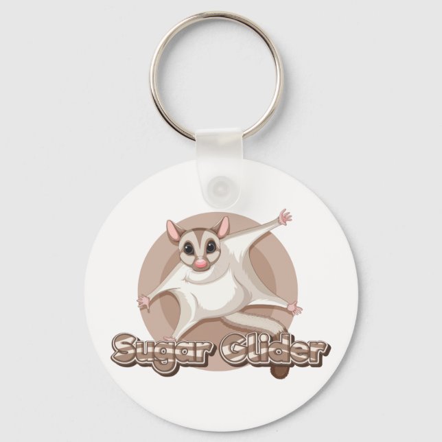 Gliding Sugar Glider Cartoon Art Nyckelring (Framsida)