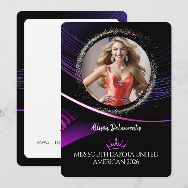 Glimmer Dust Premium Pageant Kampanjkort Inbjudningar (Fram/baksida)
