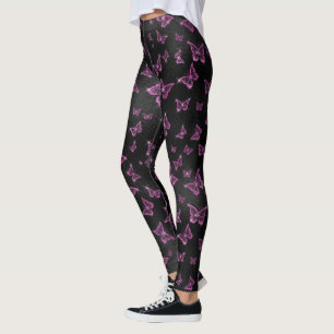 Glimmer Glam Hot Pink Fjärilar Leggings