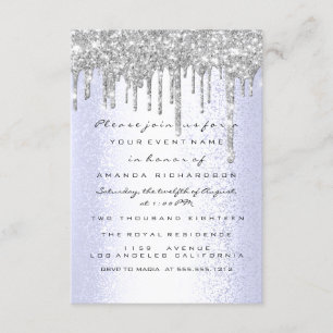 Glimmer Glitter Dropar Silver Blå Bröllop Sweet 16 Inbjudningar