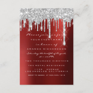 Glimmer Glitter Dropar Silver Röd Bröllop Sweet 16 Inbjudningar