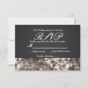 Glimmer Glitter Glamour Svart Bröllop RSVP-kort OSA Kort