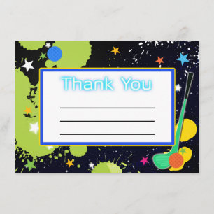 Glimmer Golf Födelsedagsfest TACKKORT Tack Kort