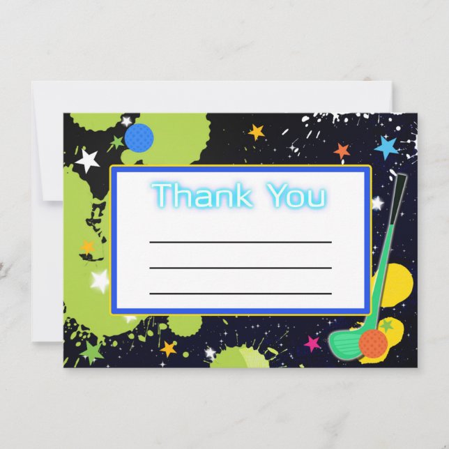 Glimmer Golf Födelsedagsfest TACKKORT Tack Kort (Framsida)