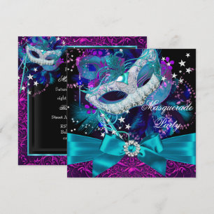 Glimmer Mask & Bow Maskerad Fest Inbjudan
