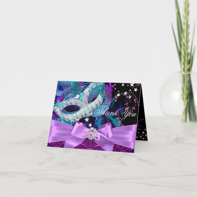 Glimmer Mask & Bow Masquerad Tackkort (Framsida)