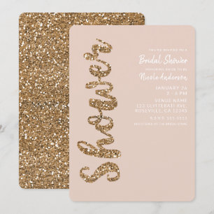 Glimmer Rosa Guld Rouge Glam Bröllopsfest Inbjudningar