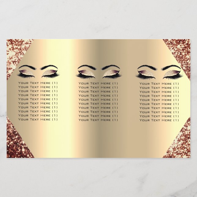 Glimmer Smink Ögon Frans Hår Ros Prislista Flygblad (Baksidan)