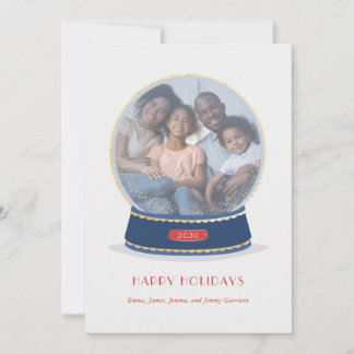 Glimmer Snö Globe Helgdag Card guld Meddelande