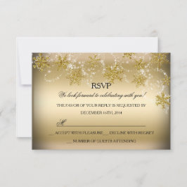 Glimmer Snöflinga Guld Jul Högtid RSVP OSA Kort