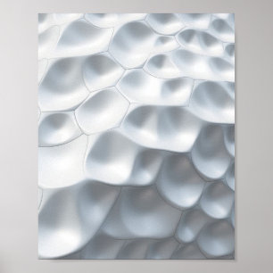 Glimmerande vita Ovaler: En 3D-Abstrakt Biomorf W Poster