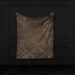 Glimmery Bronze Grunge Rik Brown Glam Damask Fleecefilt