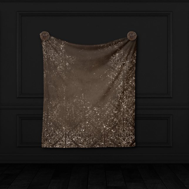 Glimmery Bronze Grunge | Rik Brown Glam Damask Fleecefilt (Skapare uppladdad)
