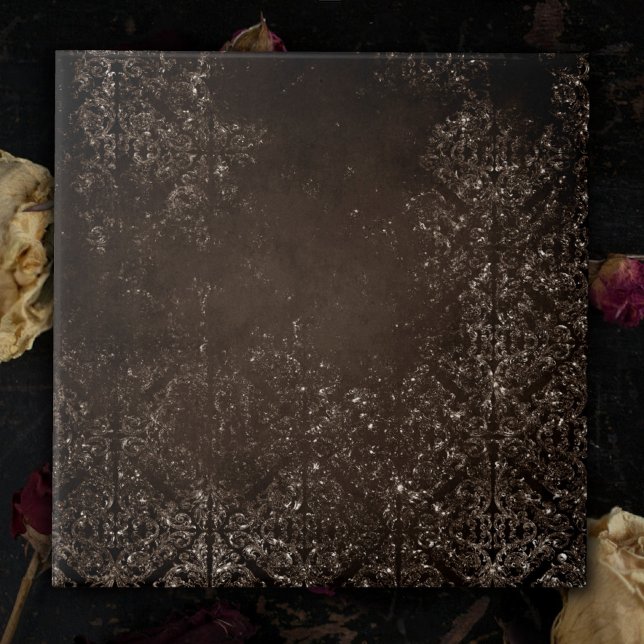 Glimmery Bronze Grunge | Rik Brown Glam Damask Kakelplatta (Skapare uppladdad)
