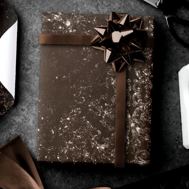 Glimmery Bronze Grunge | Rik Brown Glam Damask Presentpapper (Skapare uppladdad)