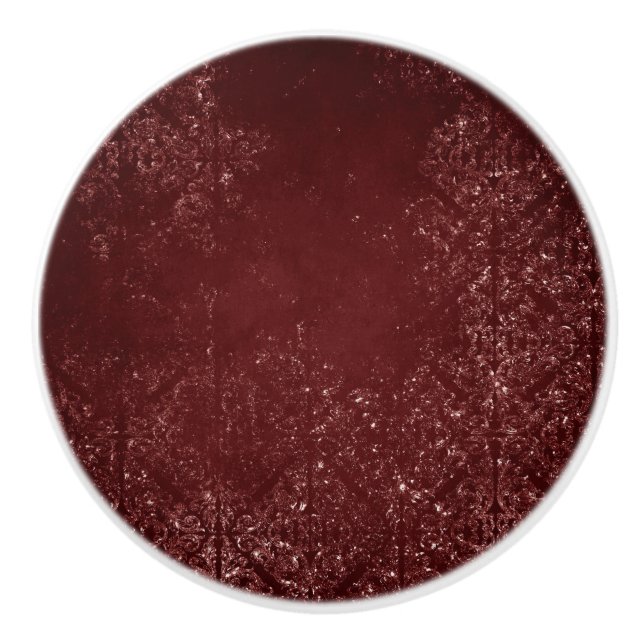 Glimmery Henna Grunge | Rik Blood Red Glam Damask Knopp (Framsidan)