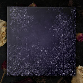 Glimmery Indigo Grunge | Lila Damask vid midnatt Kakelplatta