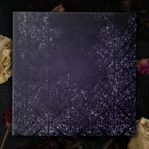 Glimmery Indigo Grunge Lila Damask vid midnatt Kakelplatta