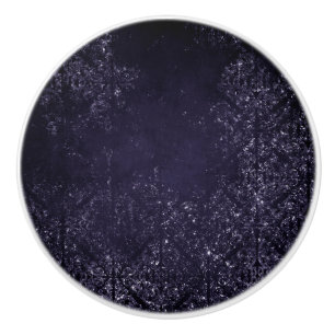 Glimmery Indigo Grunge Lila Damask vid midnatt Knopp