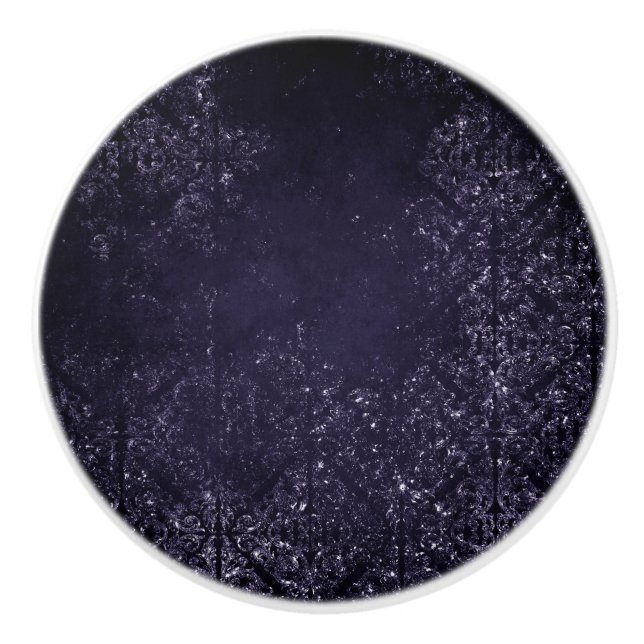 Glimmery Indigo Grunge | Lila Damask vid midnatt Knopp (Framsidan)
