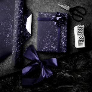 Glimmery Indigo Grunge Lila Damask vid midnatt Presentpapper