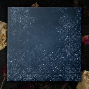 Glimmery Navy Grunge   Mörk Sapphire Blue Damask Kakelplatta