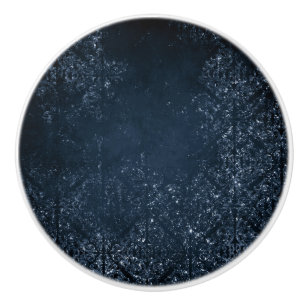 Glimmery Navy Grunge Mörk Sapphire Blue Damask Knopp
