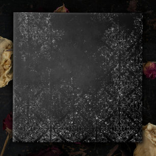 Glimmery Onyx Grunge Silvery Black Glam Damask Kakelplatta