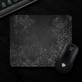 Glimmery Onyx Grunge | Silvery Black Glam Damask Musmatta