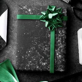 Glimmery Onyx Grunge | Silvery Black Glam Damask Presentpapper