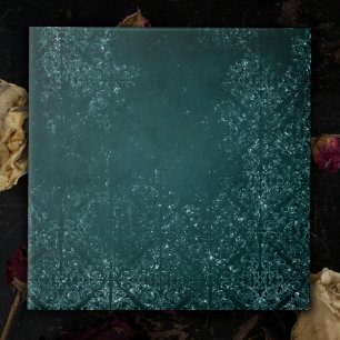 Glimmery Teal Grunge Rik Mörk grönt Glam Damask Kakelplatta