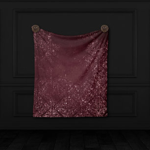 Glimmery Vin Grunge Sangria Bordeaux Damask Fleecefilt