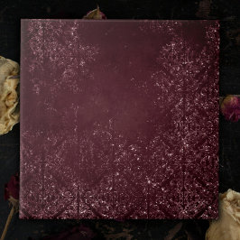Glimmery Vin Grunge | Sangria Bordeaux Damask Kakelplatta