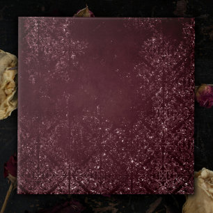 Glimmery Vin Grunge Sangria Bordeaux Damask Kakelplatta