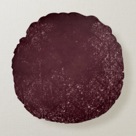 Glimmery Vin Grunge | Sangria Bordeaux Damask Rund Kudde