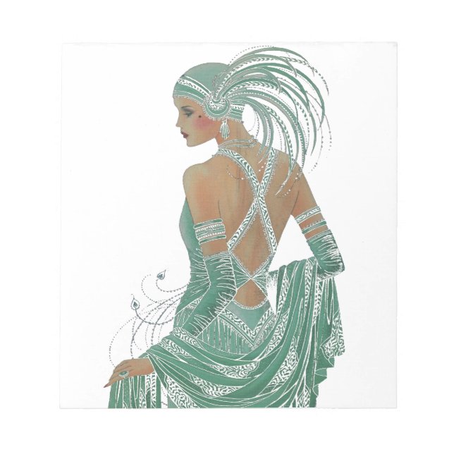 Glimpse Elegance: Grönt Backless Dress Design Anteckningsblock (Framsida)