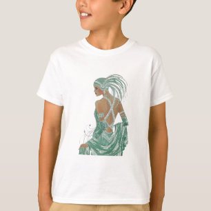 Glimpse Elegance: Grönt Backless Dress Design Tee Shirt