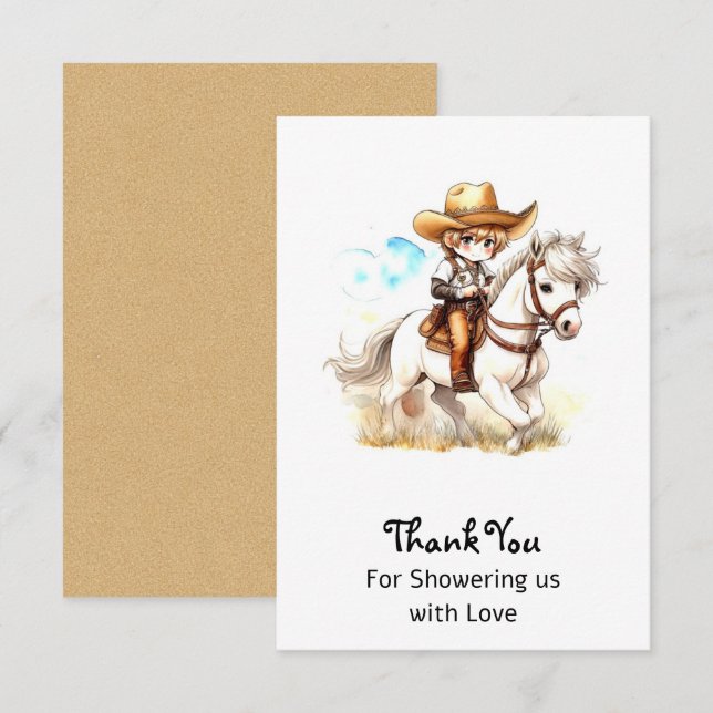 Glimpse Väster: Rustic Cowboy Baby Shower Tack Kort (Fram/baksida)