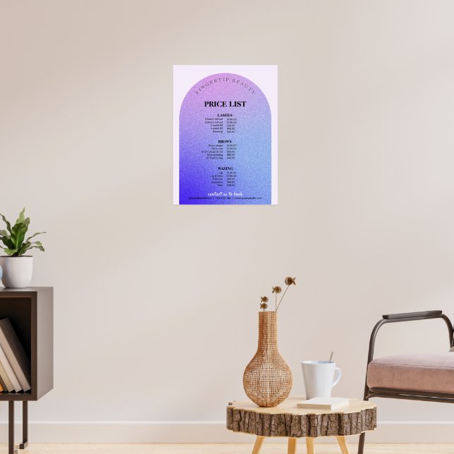 Glimrande Skönhet Makeup Nagelsalong Meny Prislist Poster (Vardagsrum 3)