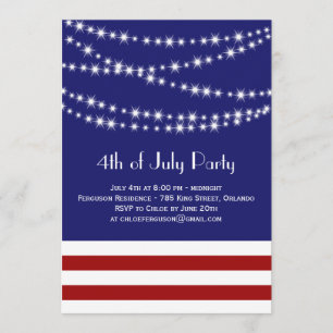 Glimtljus 4th av den Juli partyinbjudan Inbjudningar