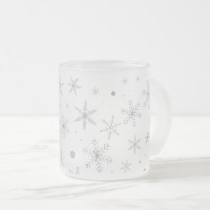GlimtSnowflake - silvergrå färg & Vit Frostad Glasmugg