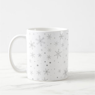 GlimtSnowflake - silvergrå färg & Vit Kaffemugg