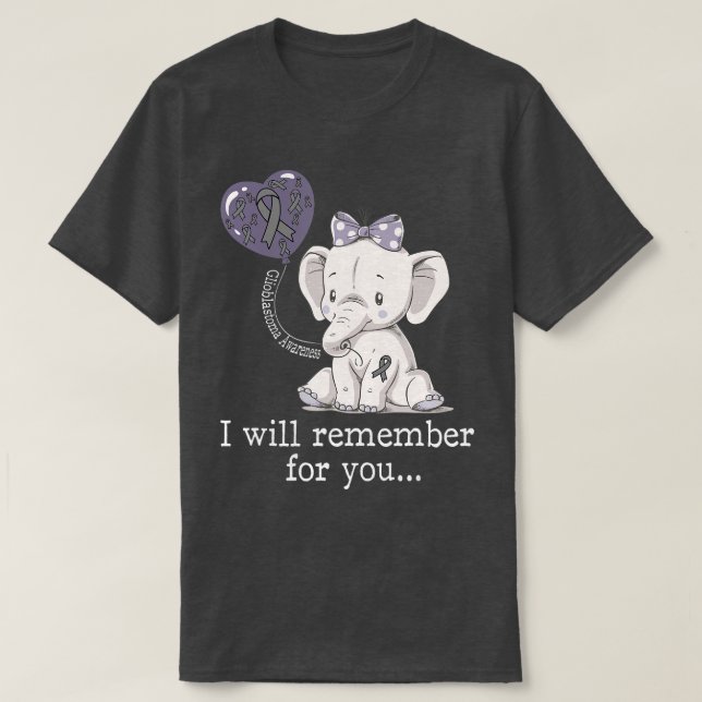 Glioblastoma Awareness Elephant T Shirt (Design framsida)