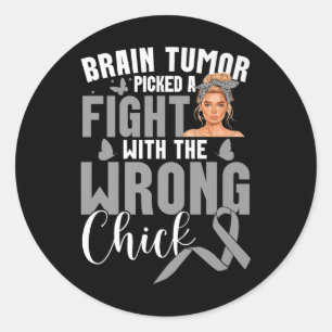 Glioblastoma Awareness Fight Felong Chick Brain Tu Runt Klistermärke