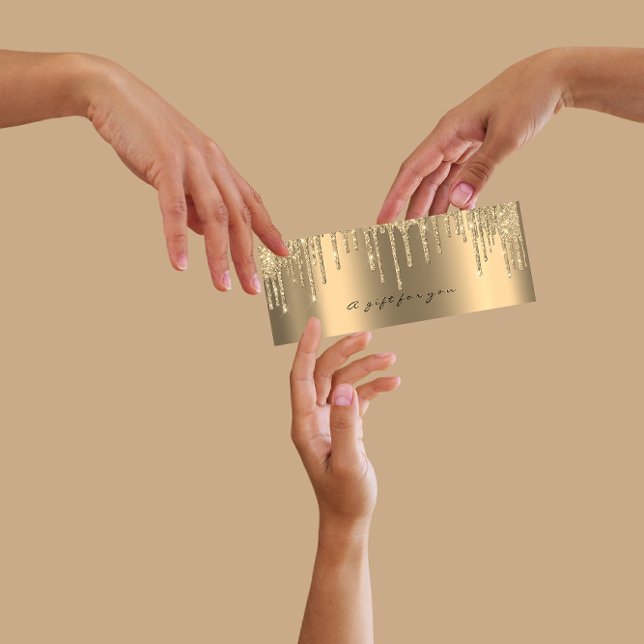 Glipp-drivrutiner Sparkly Guld Makeup Small Litet Visitkort (Gift Certificate Drips Sparkly Gold Makeup Small)