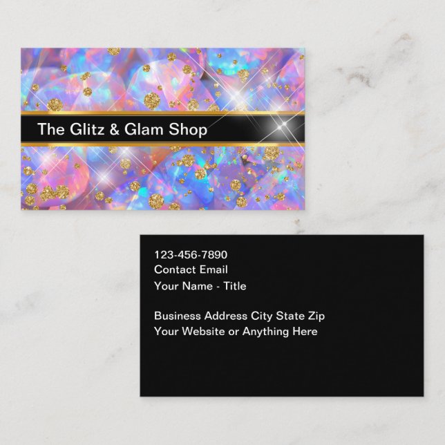 Glit And Glam Fashion Retail Store Business Cards  Visitkort (Fram/baksida)