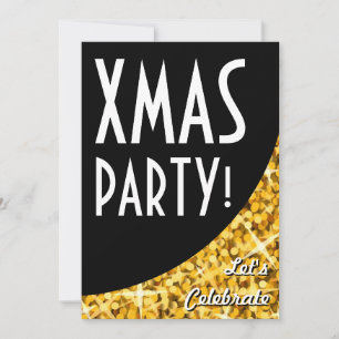 Glit "Guld" svart kurva Julfest! inbjudan